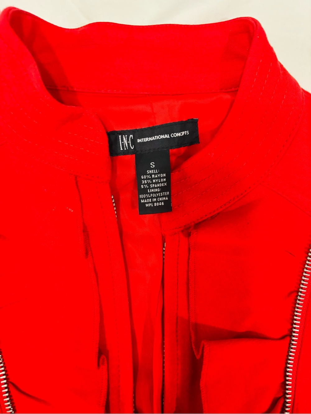 INC International Concepts Red Ruffle Zip-Front Jacket - Picture 4 of 4